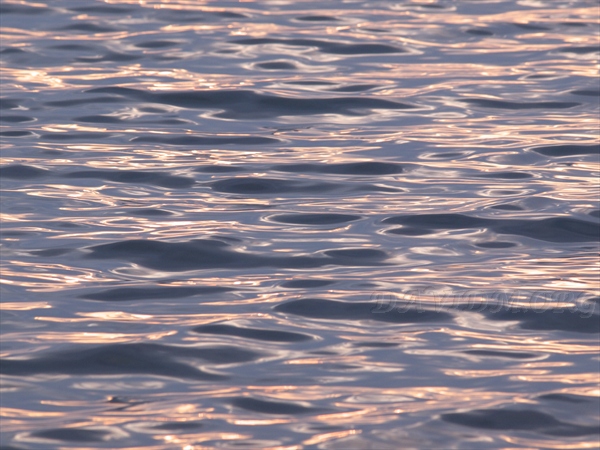 洞爺湖の夕陽と波紋