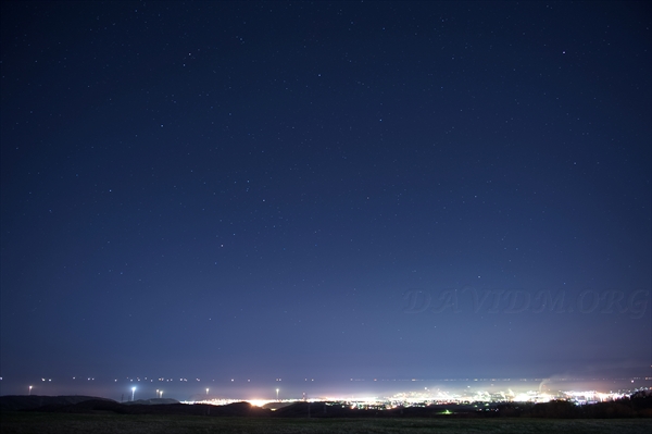 室蘭の夜景と星空
