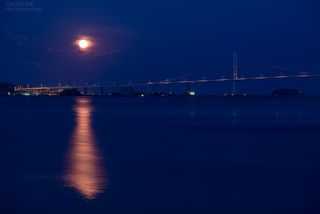 今月の壁紙: 満月と白鳥大橋