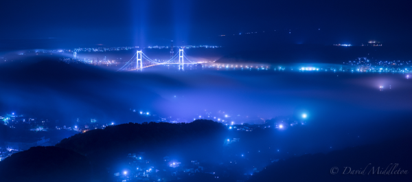 室蘭の霧の夜景の写真